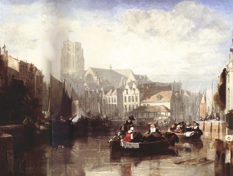 Sir Augustus Wall Callcott View of the Grote Kerk,Rotterdam,with Figures and Boats in the Foreground Spain oil painting art